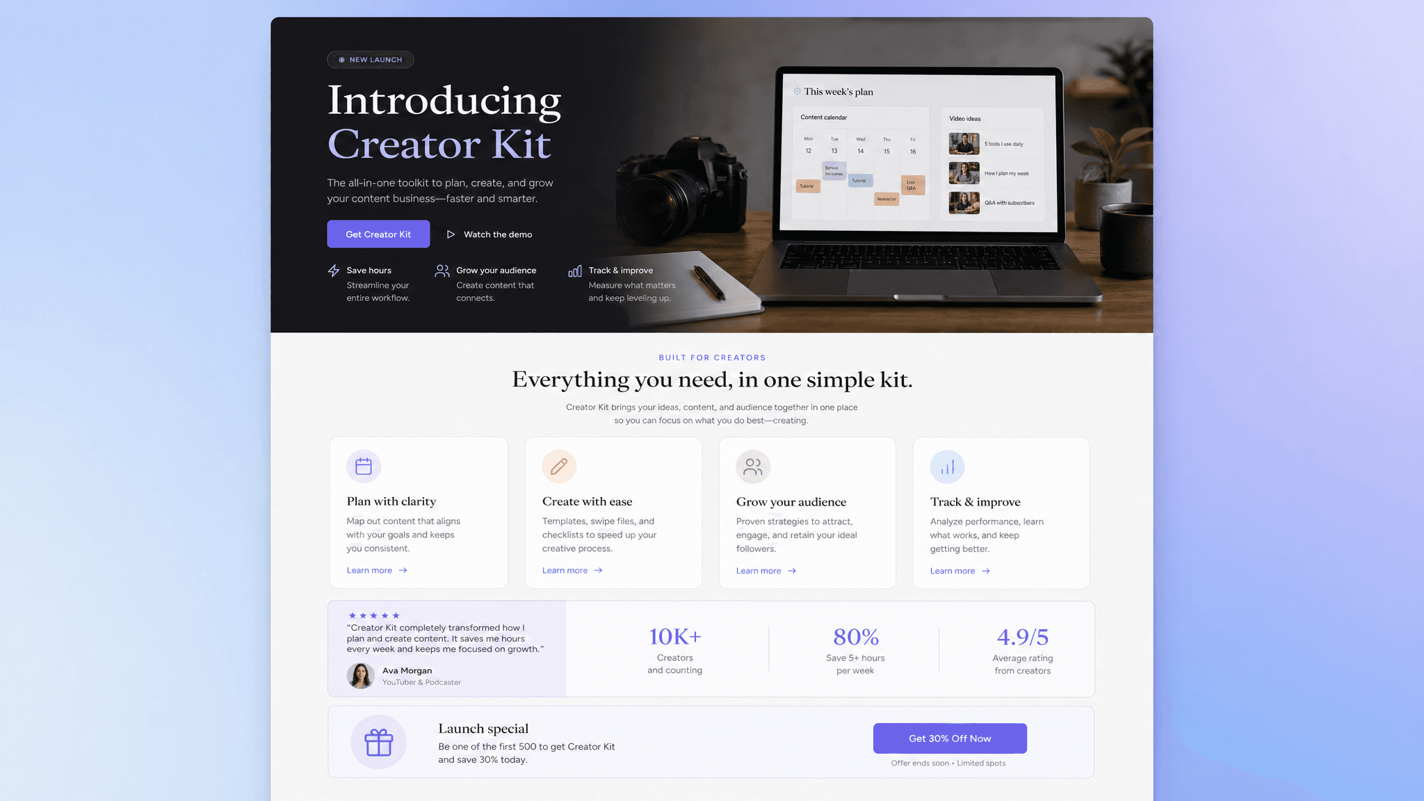 Launch page