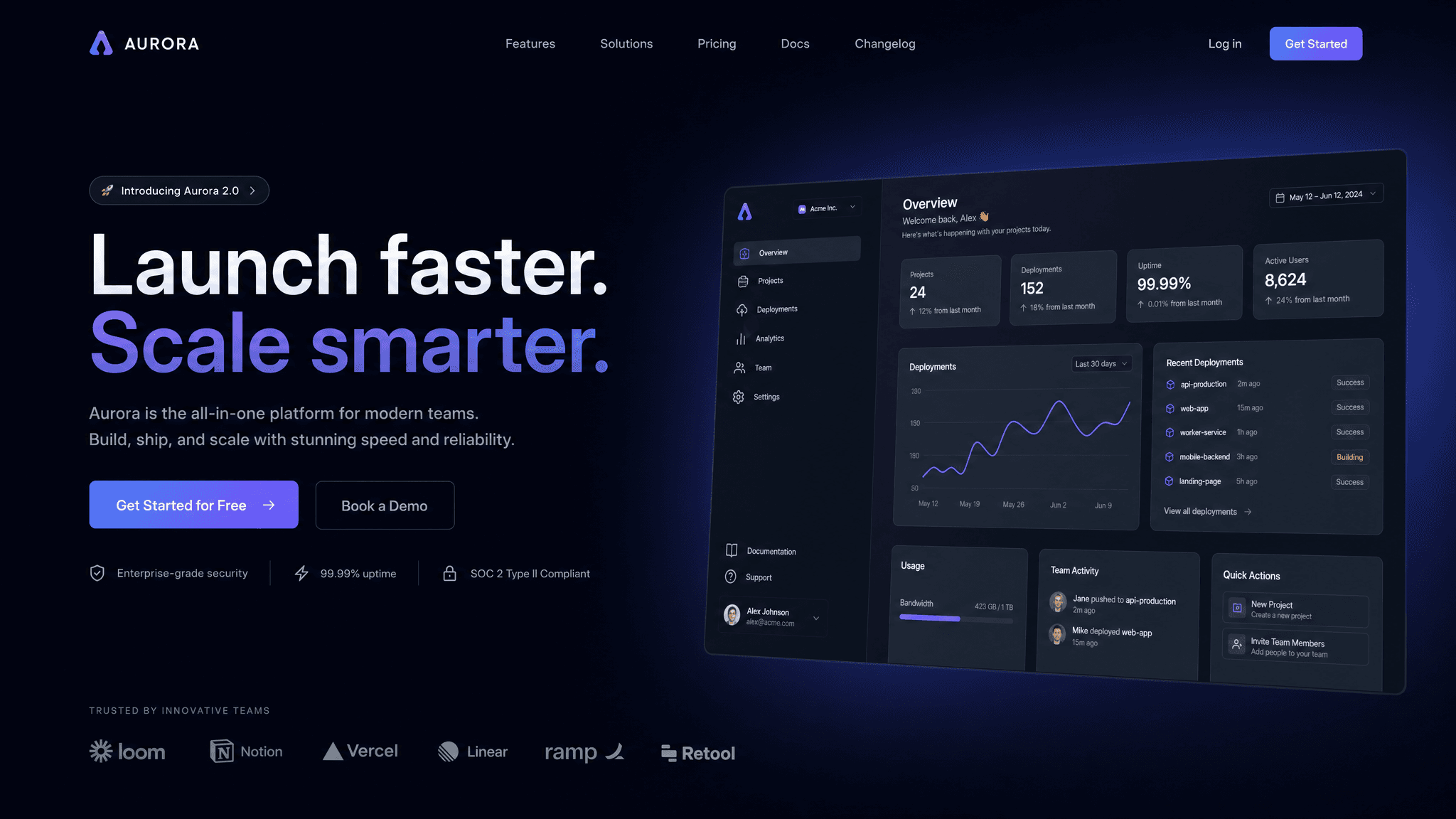 Launch page