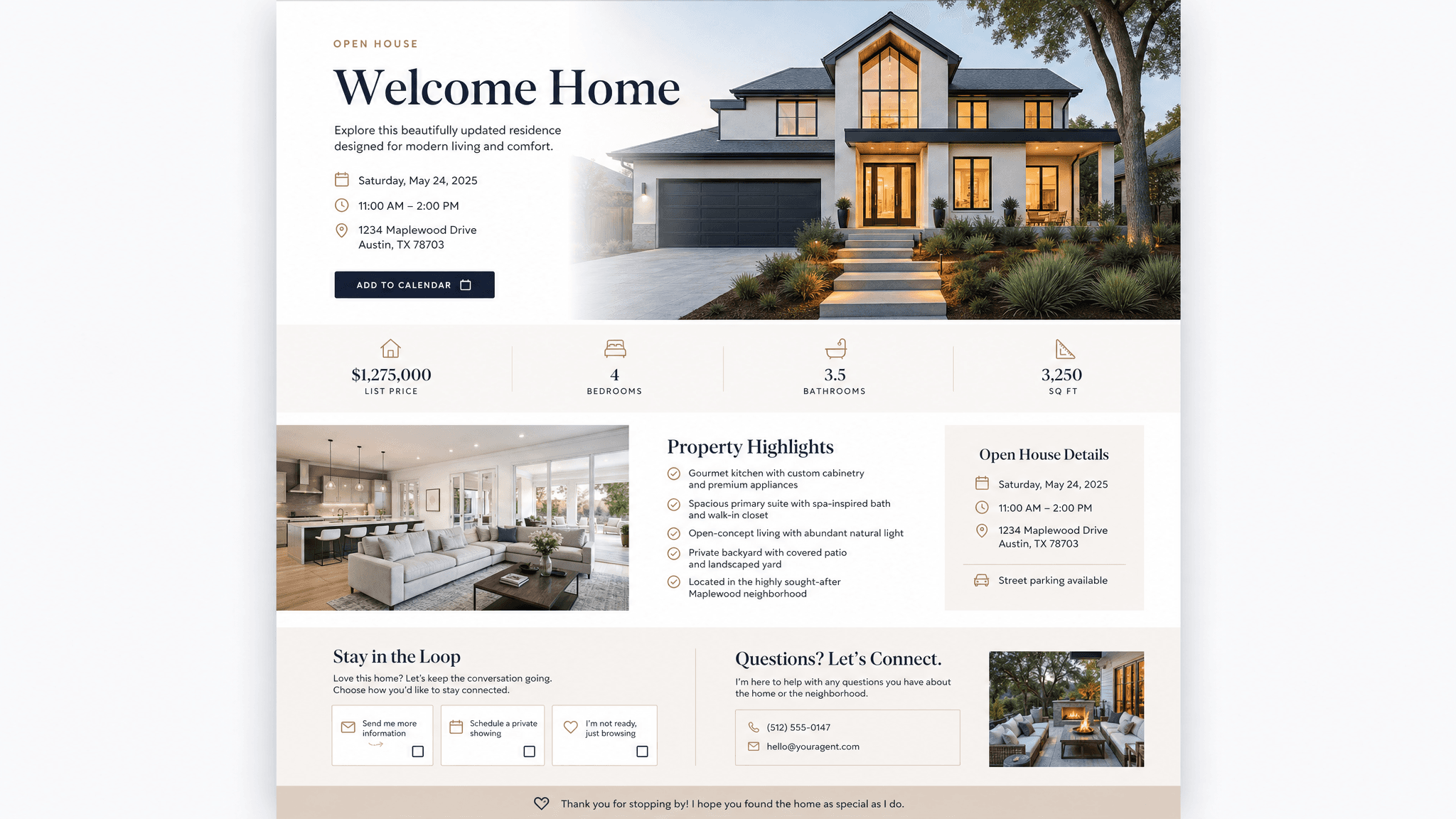 Open house page
