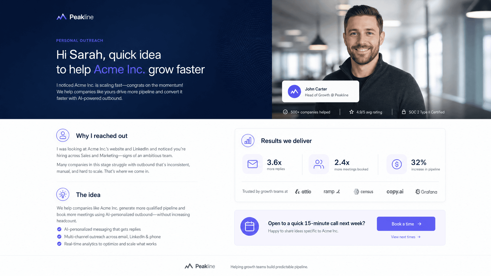 Personalized outbound page