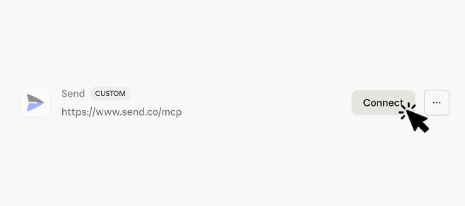 Connect row for Send in Claude connectors list